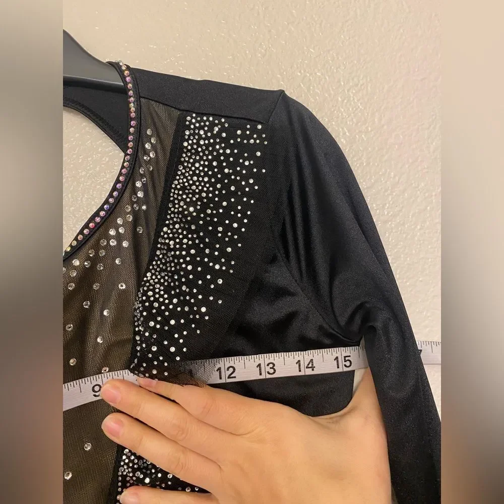 Weissman Elite dance costume solo black rhinestone My Head My Heart 14914 MA